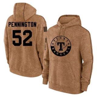 Men's Texas Rangers Walter Pennington Brown 2023 Salute to Service Club Pullover Hoodie