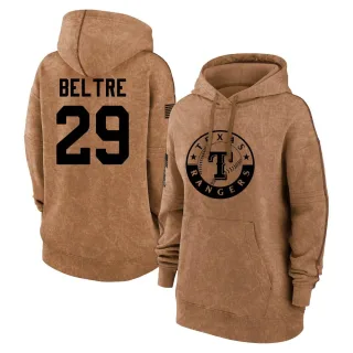 Women's Texas Rangers Adrian Beltre Brown 2023 Salute to Service Pullover Hoodie