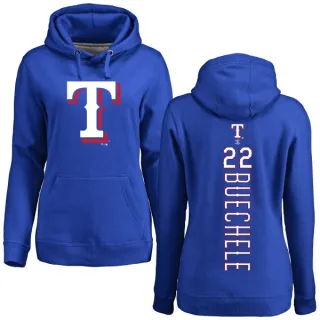 Women's Texas Rangers Steve Buechele Royal Backer Pullover Hoodie